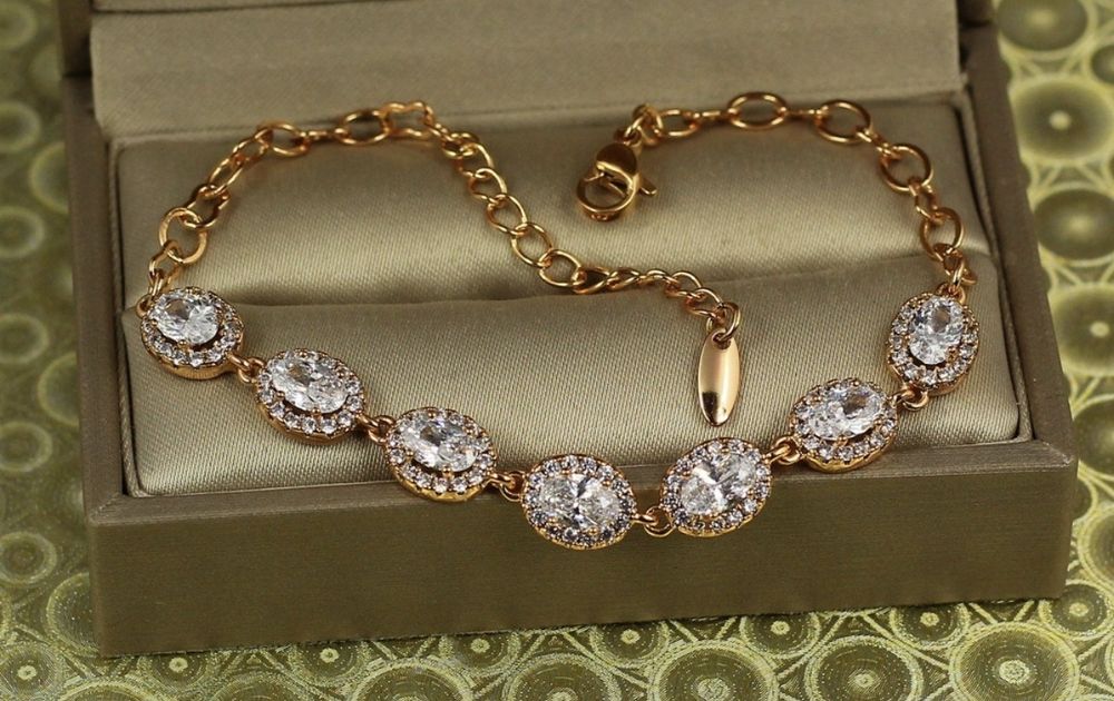 Браслет Xuping Jewelry із білими каменями золотистий