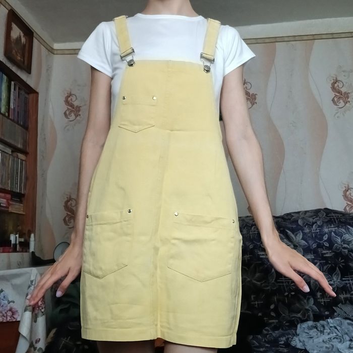 жіночий жовтий прямий сарафан