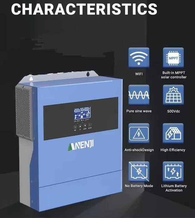 Гибридный Инвертор солнечный ANENJI 6200W 48V Powmr Anern Easun +WI-FI