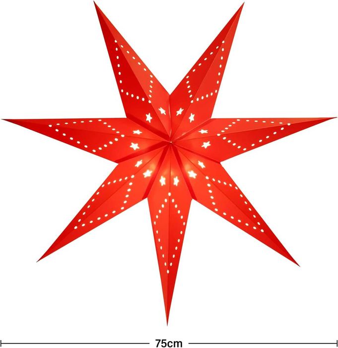 Gwiazda papierowa LED z oświetleniem, świecąca 3D, 75 cm