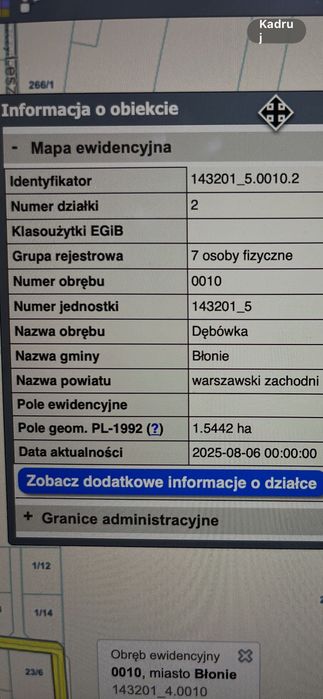 Działka budowlana - zagrodowa 3000 m² z działką rolną 12442 m², gm. Błonie, m. Dębówka, obręb 0010 - Widok 2