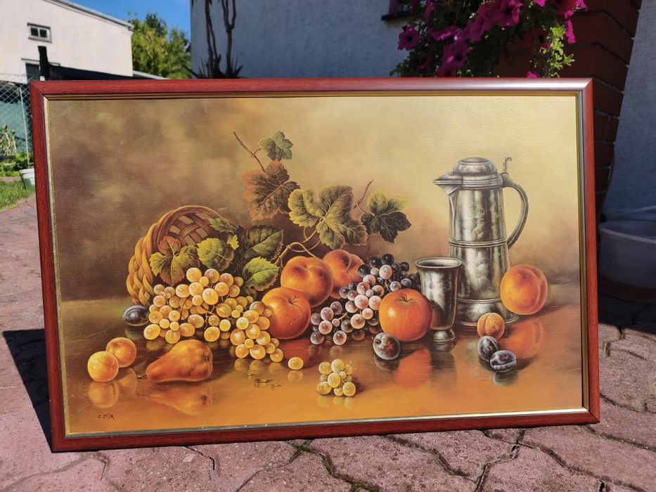 Obraz kuchenny owoce 84x54 cm drewniana rama Pruszków