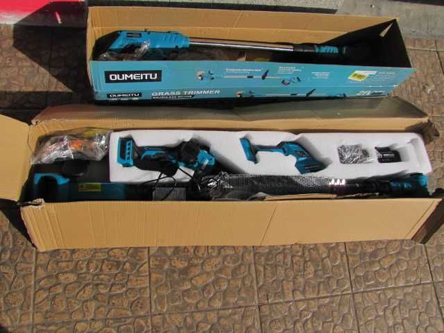 Piła łańcuchowa + podkaszarka żywopłot 2 x akumulator na wysięgniku