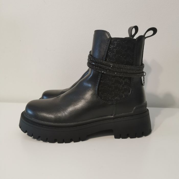 Juicy Couture czarne botki ocieplane skórzane  34