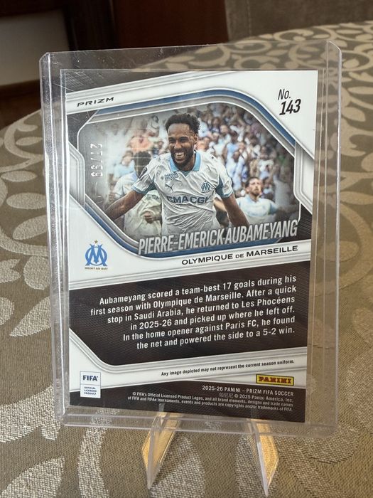 Pierre-Emerick Aubameyang Teal Cracked Ice Prizm /99 | Panini Prizm FIFA 2025/26 | Marseille