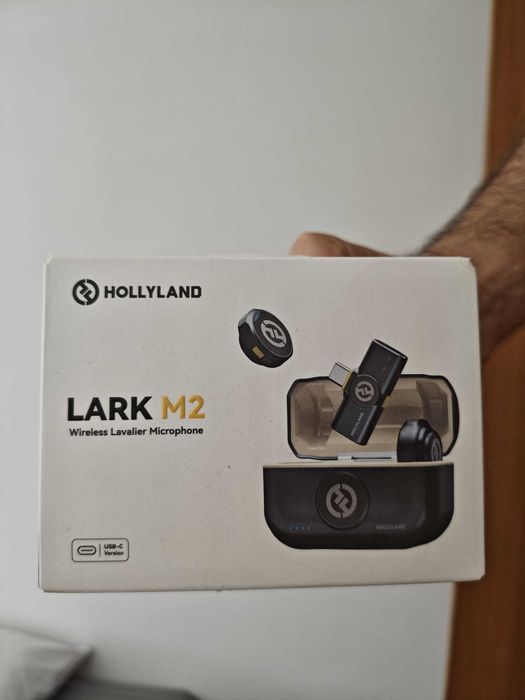 Hollyland Lark M2 Microfone sem fios lapela compatível com telemóveis, 300 m, áudio hi-fi, cancelamento de ruído, 30H duração, microfone sem fios Vlog