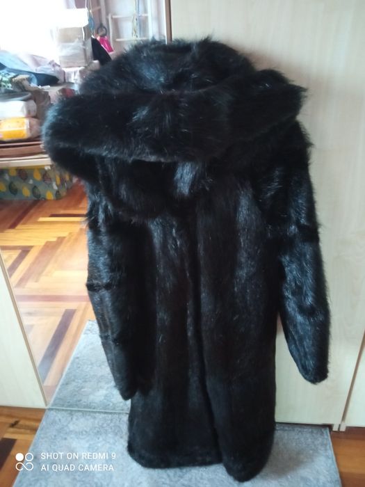 Шуба с капюшоном, нутрия