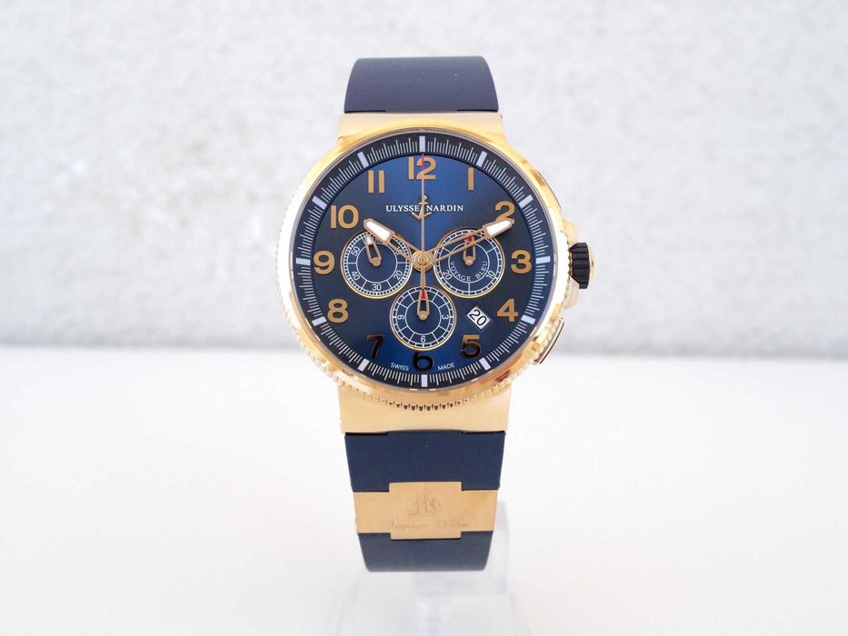 Ulysse Nardin Marine Chronograph Manufacture Voyage Blue 18K Rose Gold Limited Edition 43