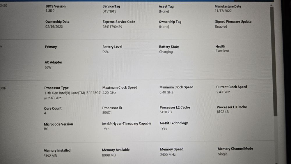 Portátil Dell i5 1135g7 com 8Gb Ram e 256Gb M2 com Gráficos Intel IRIS