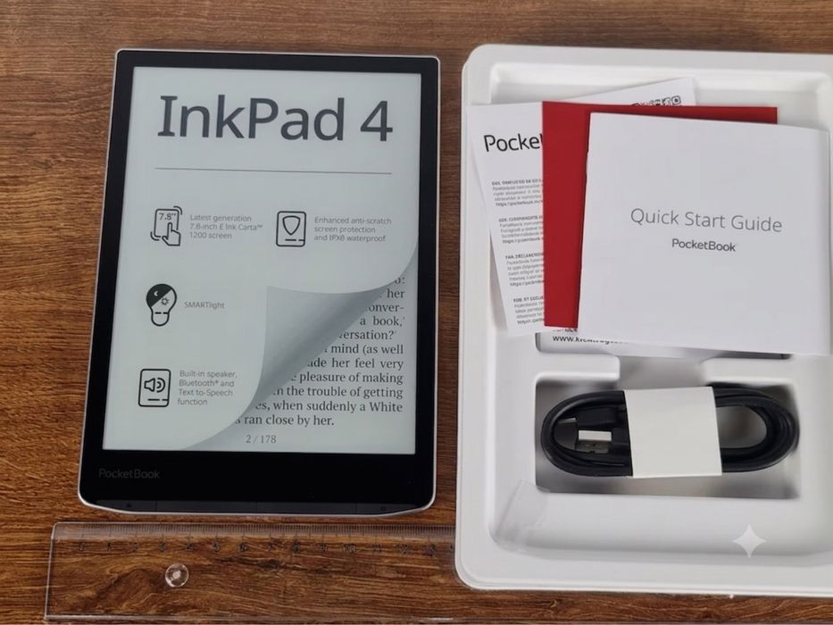 PocketBook InkPad 4 (E-reader 7.8" E Ink Carta 1200, IPX8, Bluetooth) – Novo