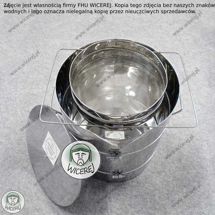 Odstojnik do miodu Nierdzewny 60L z SITEM i z Profilowanym Stożkiem