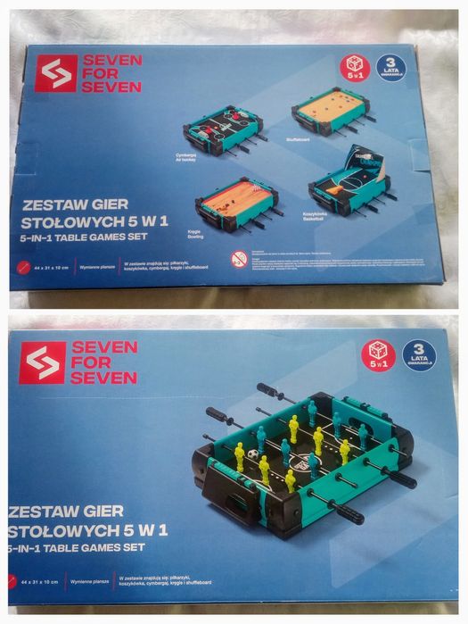 zestaw gier stołowych 5 w 1, piłkarzyki, cymbergaj, kręgle, koszykòwka