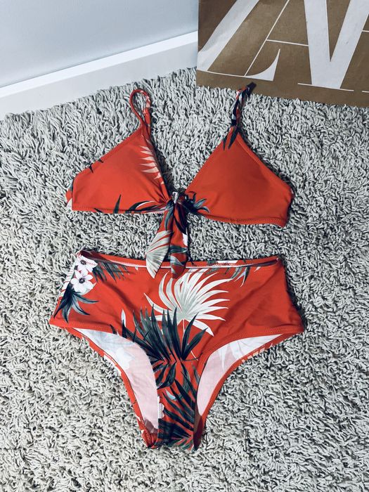Stroj kapielowy damski dwuczesciowy bikini rozm xs wysoki stan majtki