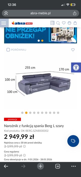 Narożnik z funkcją spania