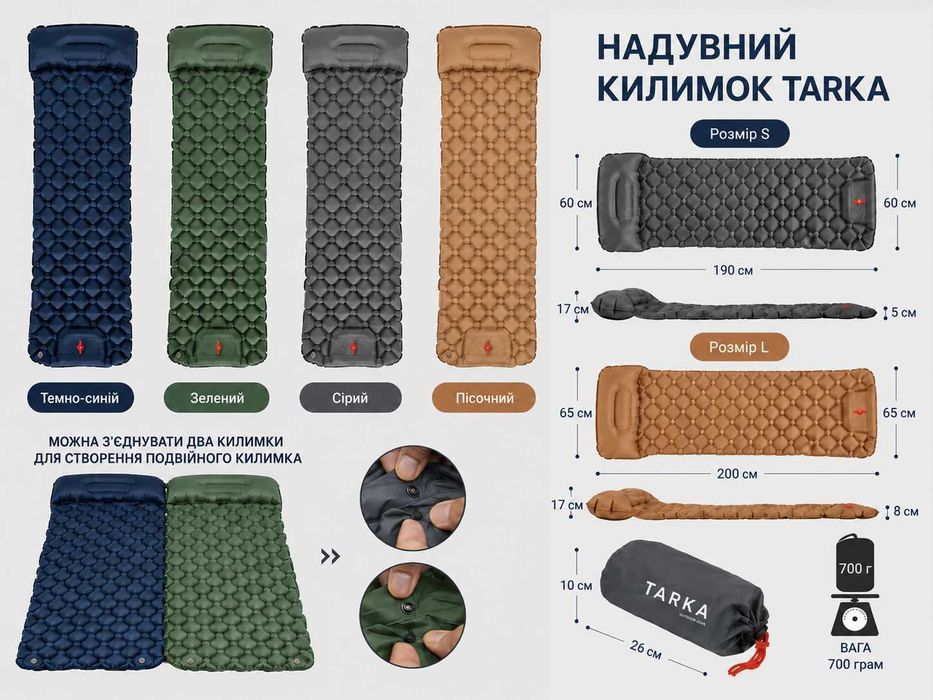 Надувний коврик TARKA каремат килимок матрац