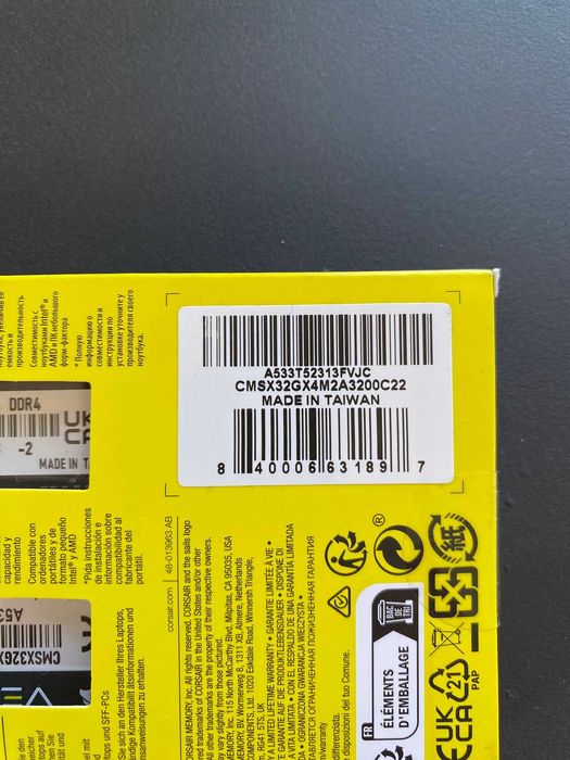 Memória Corsair Vengeance 32GB (2 x 16GB) PC4-25600 (DDR4-3200) SO-DIMM