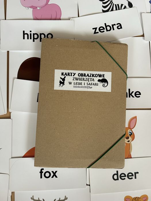 Karty obrazkowe angielski flashcards zwierzęta w lesie i safari