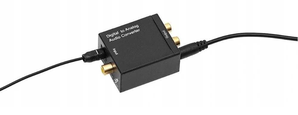 Konwerter optyczny Toslink na analog 2x RCA Cinch + Zasilacz