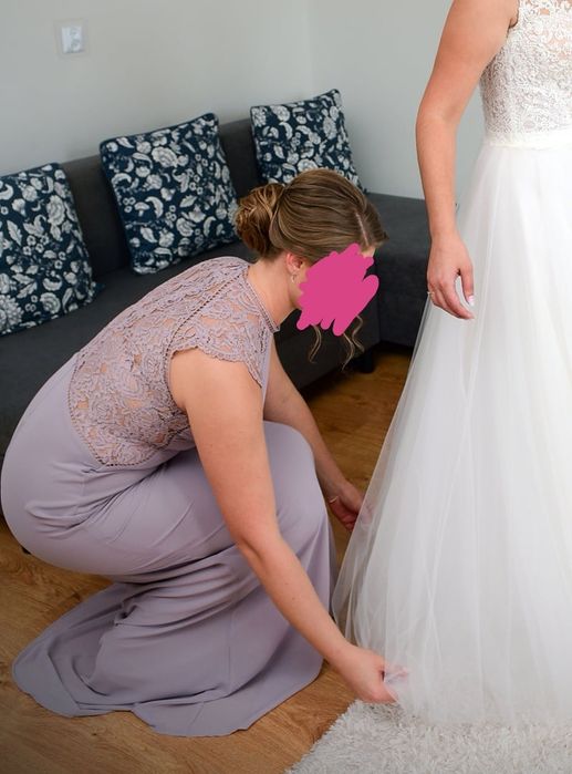 Długa sukienka z koronką XL