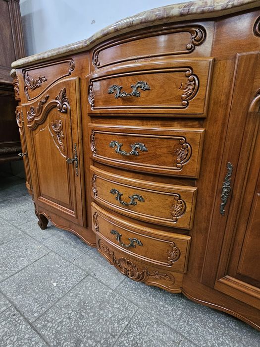 Duża komoda ludwikowska z blatem marmurowym Francja /