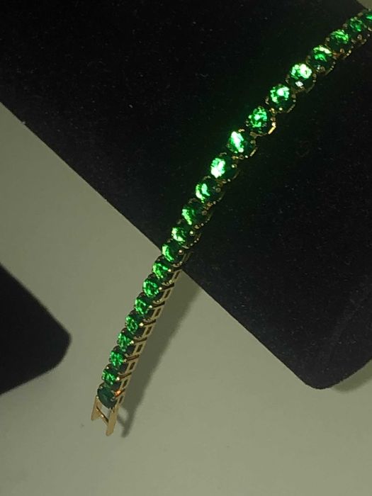 Bransoleta tenisowa 18cm | Zielone syntetyczne diamenty