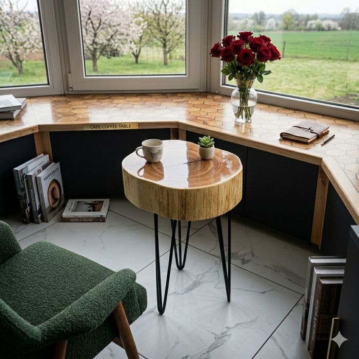 Стильний журнальний столик з масиву акації (Live Edge