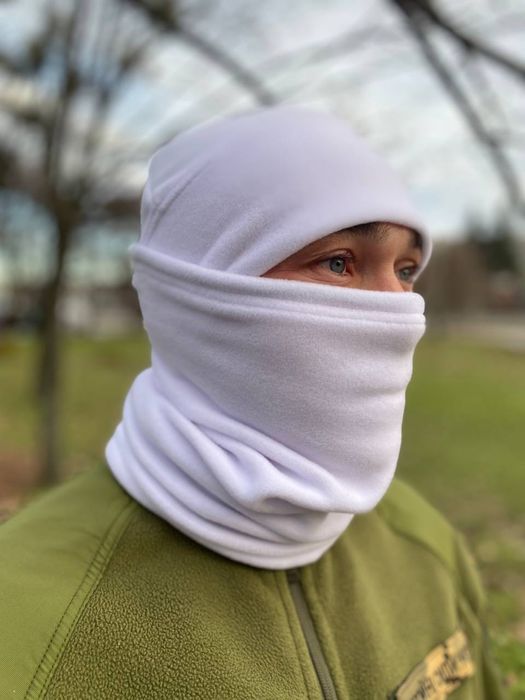 Баф флісовий 300г/м2, білий зимовий, зимний белый флисовый