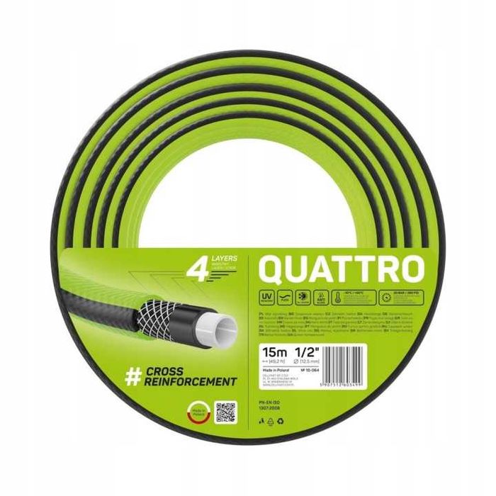 CELLFAST Wąż QUATTRO 1/2 x 15m 4 warstwowy flex nie łamiący ogrodowy  10-064