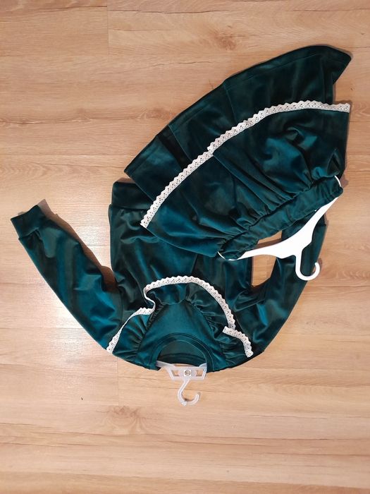 Komplet zestaw welurowy zielony 6 lat spódniczka bluza