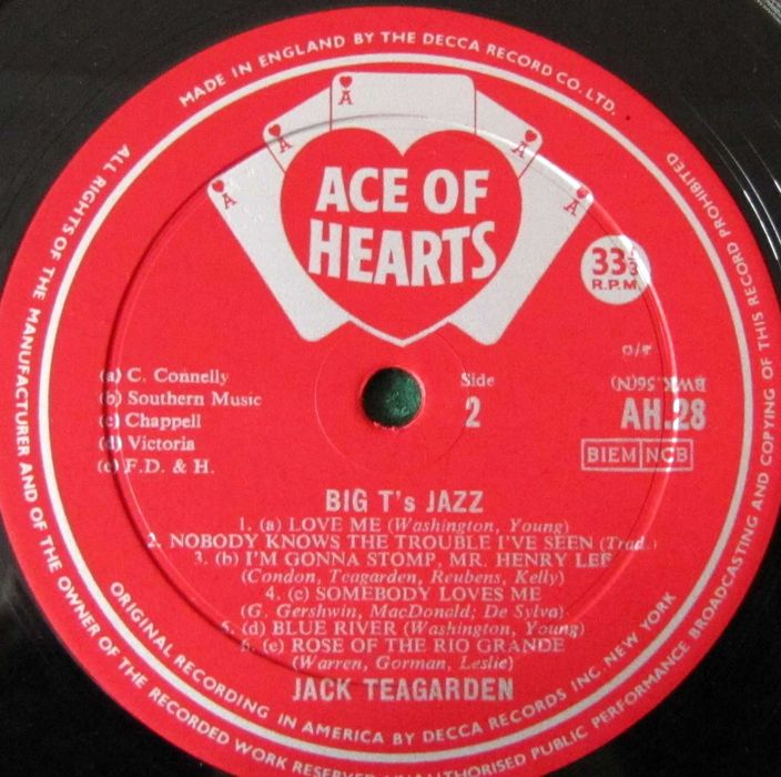 Jack Teagarden ~ vinyl ~ AH 28 ~ stan BDB