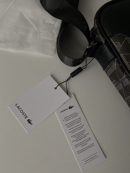 Сумка Lacoste Monogram / сумка чоловіча чорна / сумка Лакосте