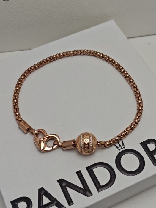 Bransoletka 21 srebrna pozłacana ALE MET z charmsem