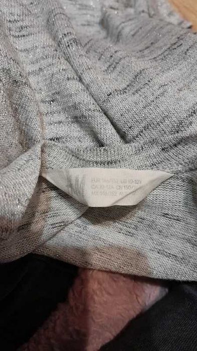 Sweter, kardigan jasnoszary z brokatem, H&M 146 cm