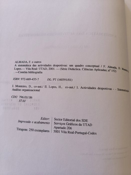 A Sistemática das Atividades Desportivas - Caderno Livro