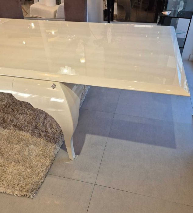 Jadalnia glamour perłowy beż stół + krzesła + konsola RABAT - 70 %