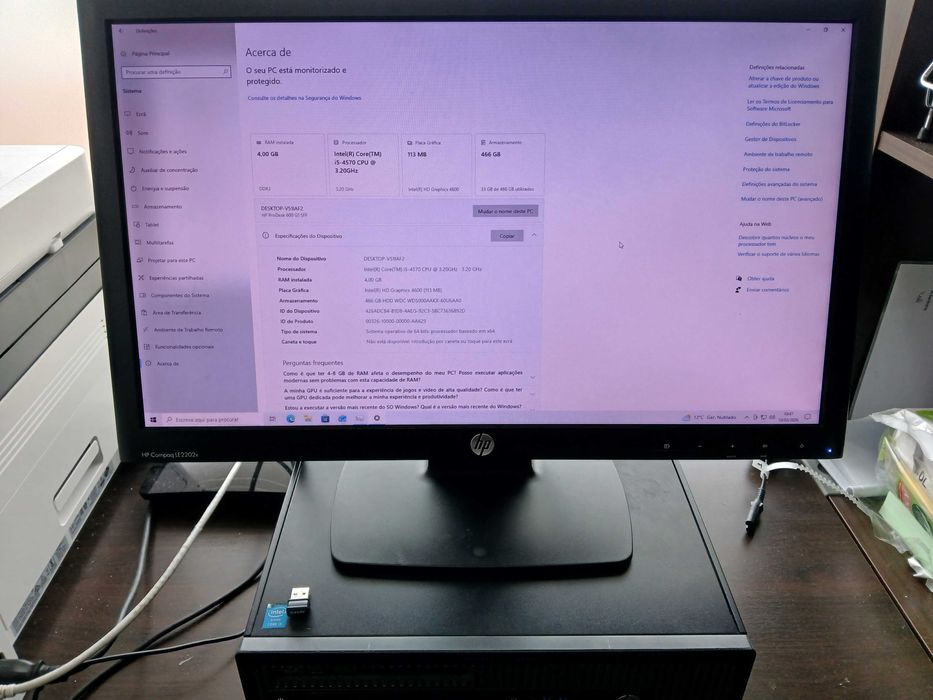 Computador HP ProDesk 600 G1 SFF + Monitor HP Compaq 22" "RESERVADO"