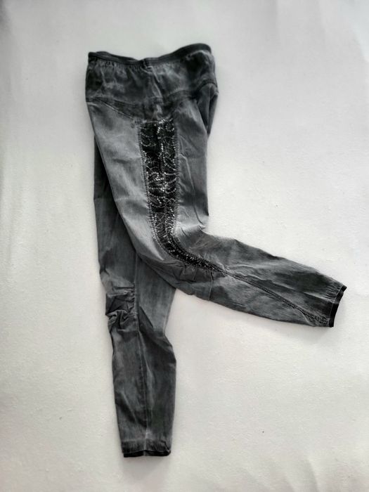 UNIKAT spodnie grube wiskoza nylon high talia jesień zima 38 m 40 l