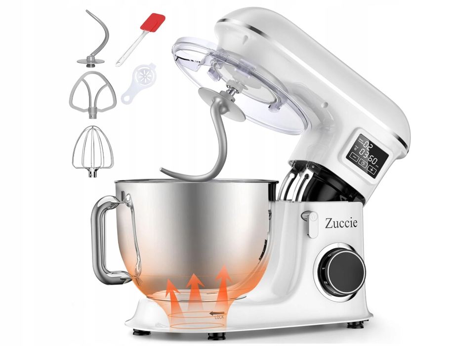 Zuccie Robot Kuchenny 5L Mikser 3 Narzędzia Osłona Przed Chlapaniem