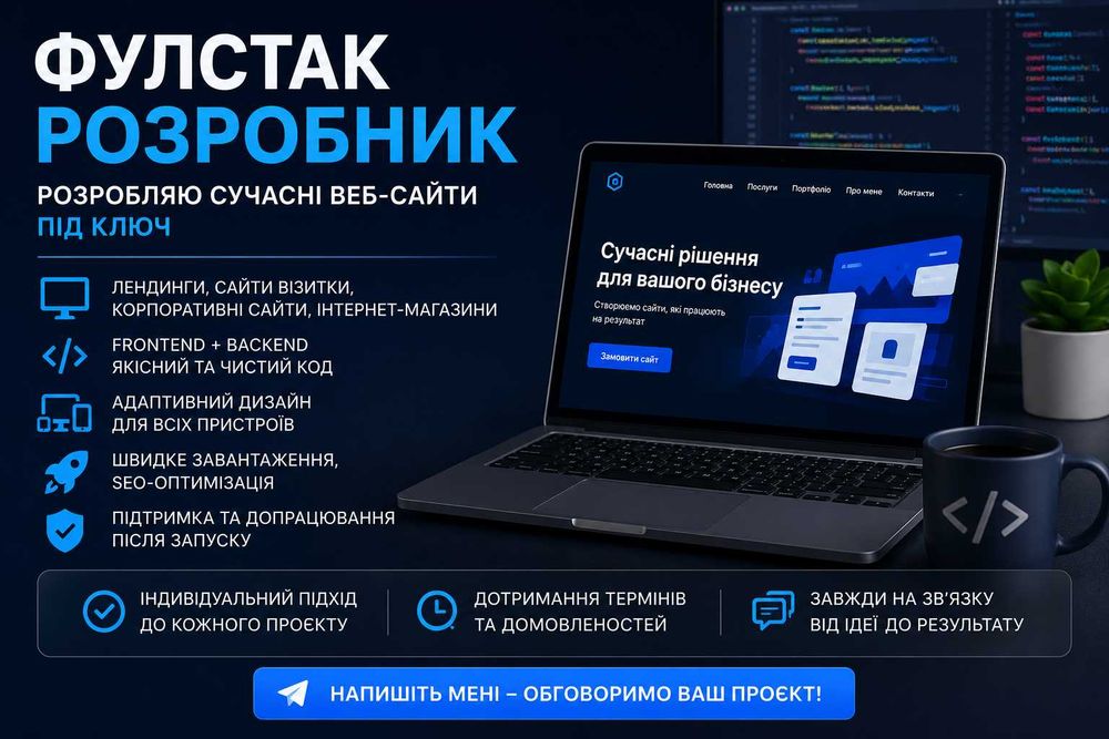 Розробка сайтів під ключ Full Stack Developer