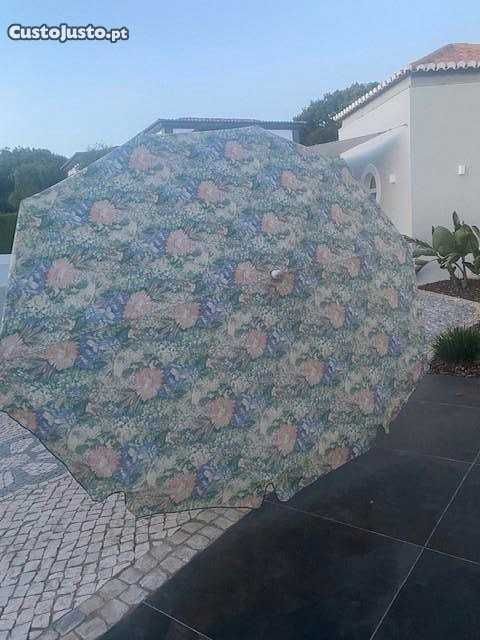 Guarda-sol de jardim reclinável retangular 3Mx2.20M padrão de flores