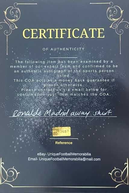 Camisa autografda por CR7+Moldura+Certificado