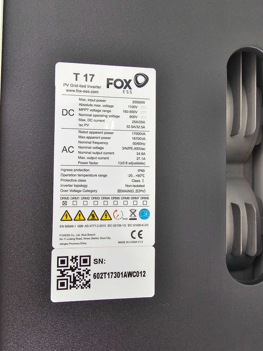Falownik FOX ESS T 17 trójfazowy 17 kW moduł WiFi