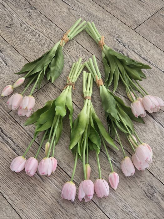 Tulipany bukiety 5szt pastelowy róż silikonowe