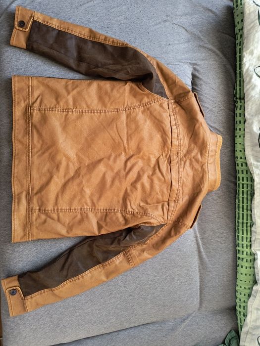 Męska brązowa kurtka ze sztucznej skóry M