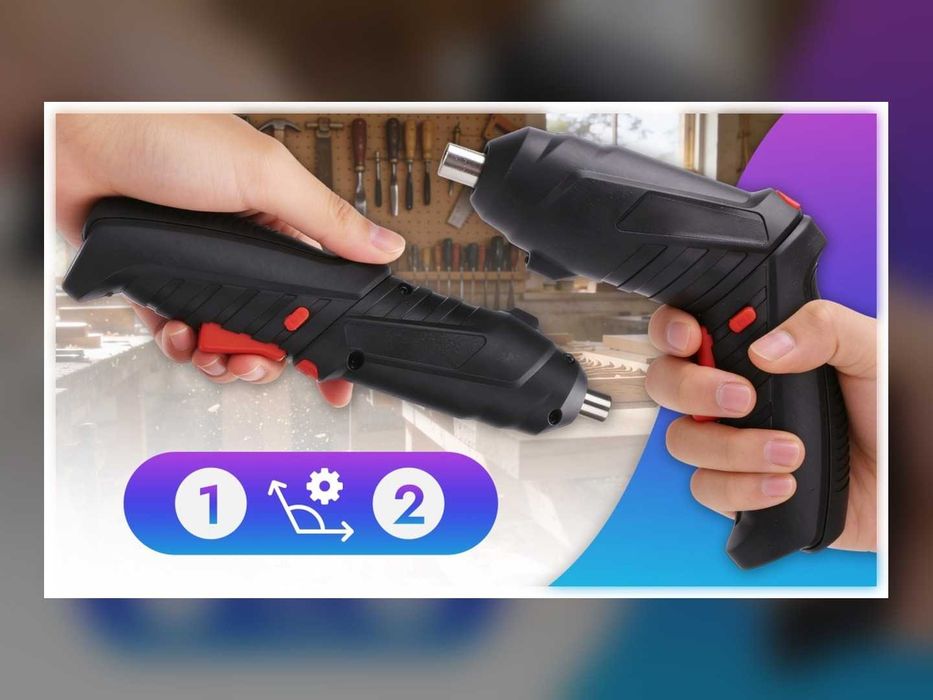 Nowy Wkrętak Akumulatorowy USB Mini Wkrętarka Śrubokręt Elektryczny 47 El. Bity Nasadki Walizka LED