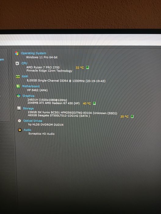Computador para trabalho Ryzen 2700 pro 16 gb RAM  HP EliteDesk 705 G