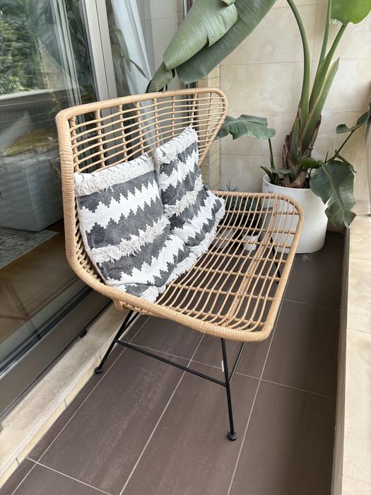 Cadeira de exterior em vime 2 lugares