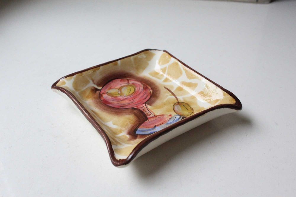 Mały Talerzyk salaterka patera kwadratowa mała szklany ceramiczny owoc