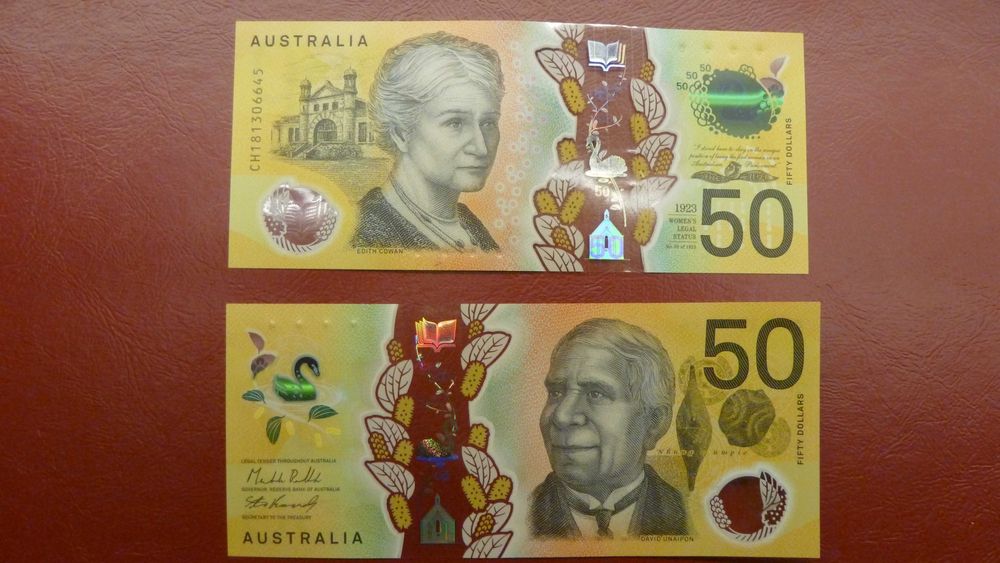 Australia 50 dolarów, polimer, stan 1, rocznik 2018 i 2023