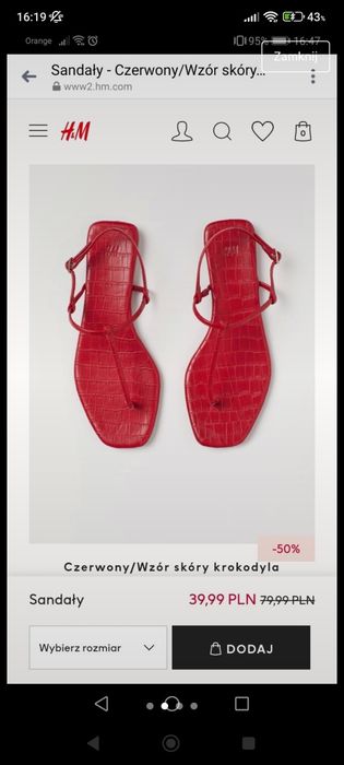 Sandałki czerwone imitacja krokodyla